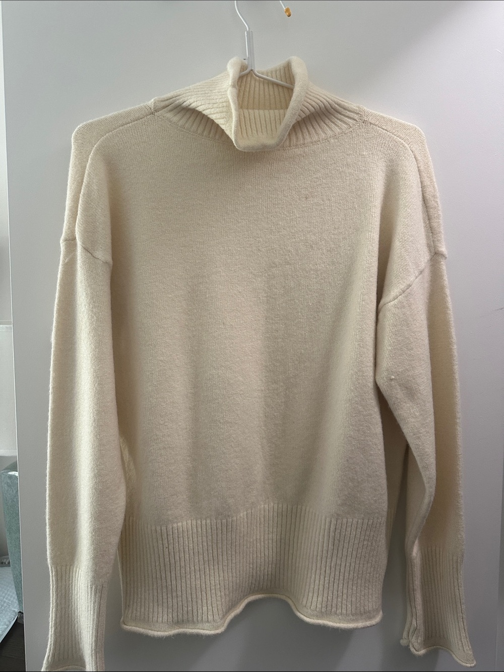 Men's Cream Turtleneck Sweater - Minimal Knit